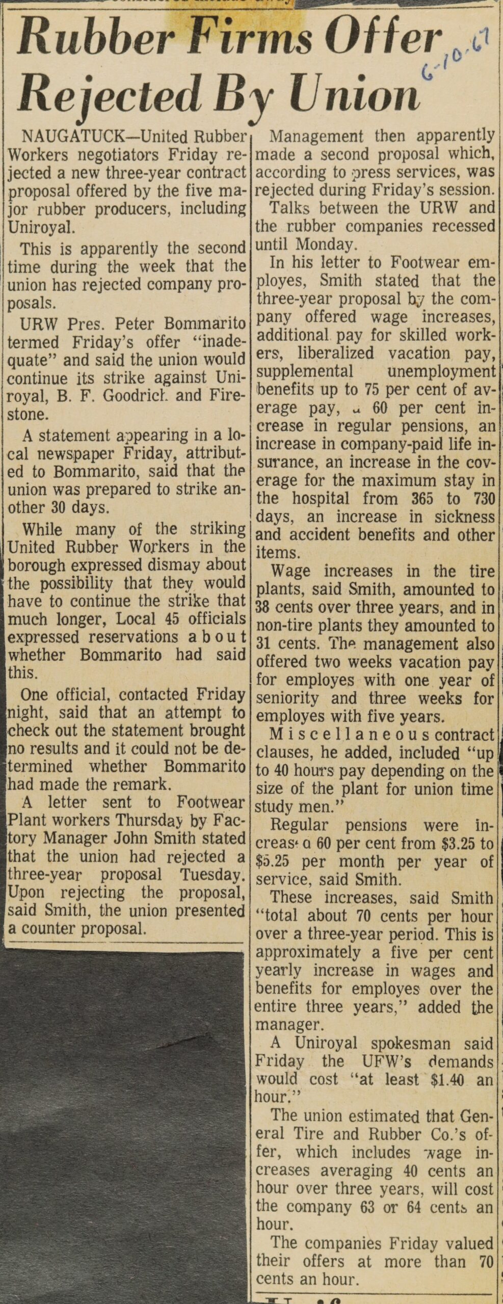 Rubber Firms Offer Rejected By Union