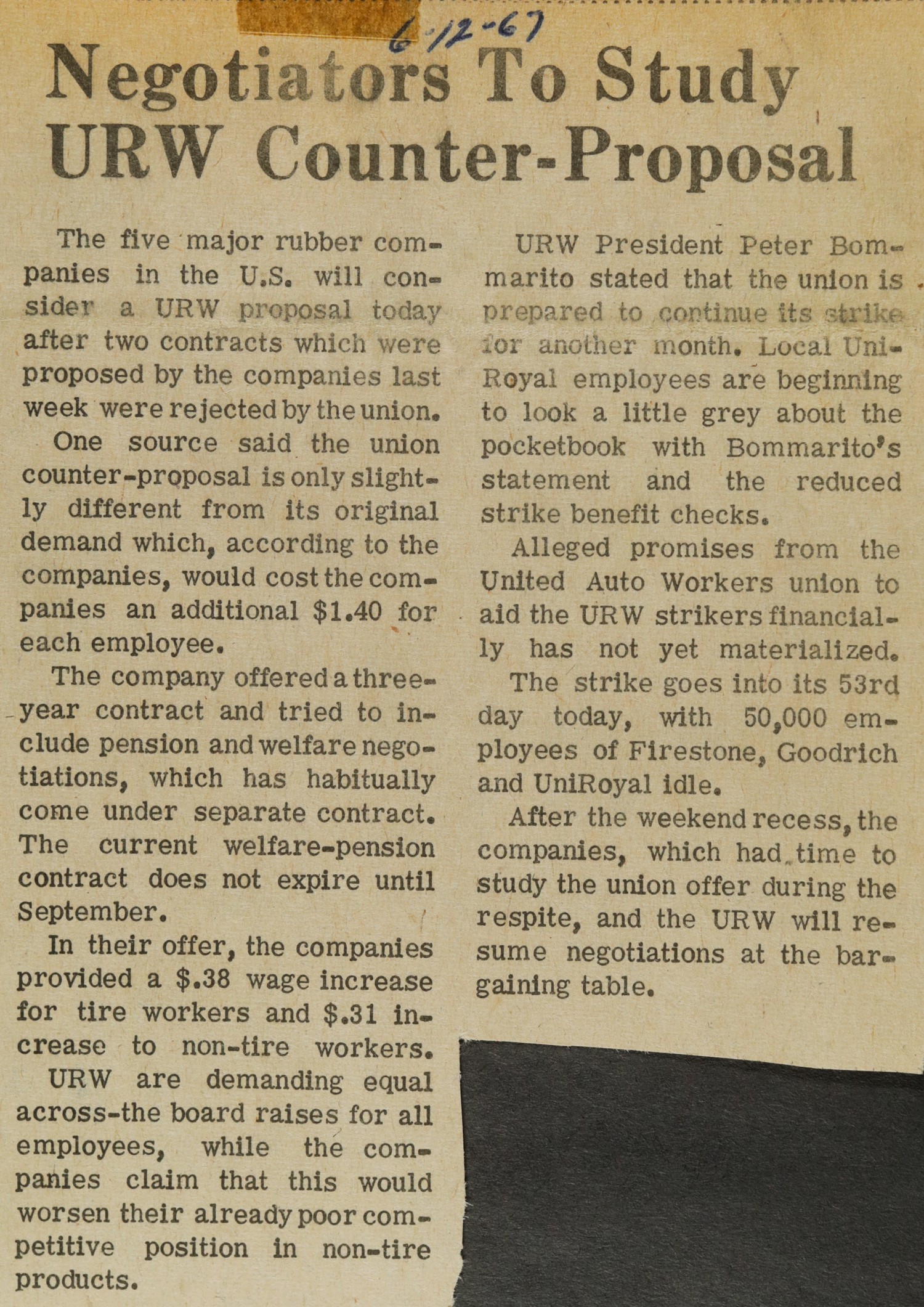 Negotiators To Study URW Counter-Proposal