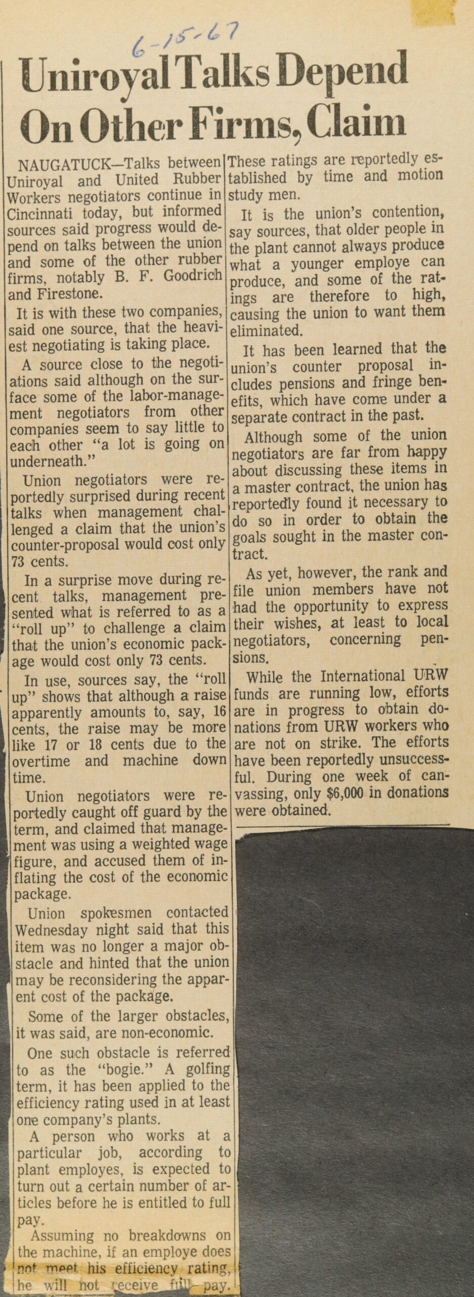 Uniroyal Talks Depend On Other Firms, Claim