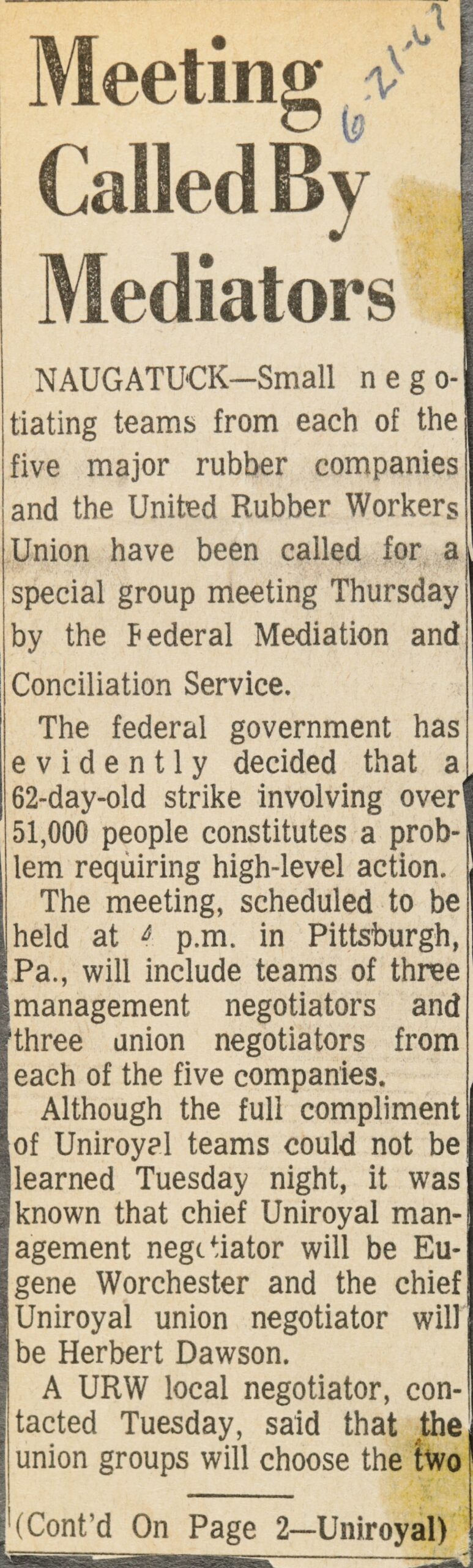 Meeting Called By Mediators