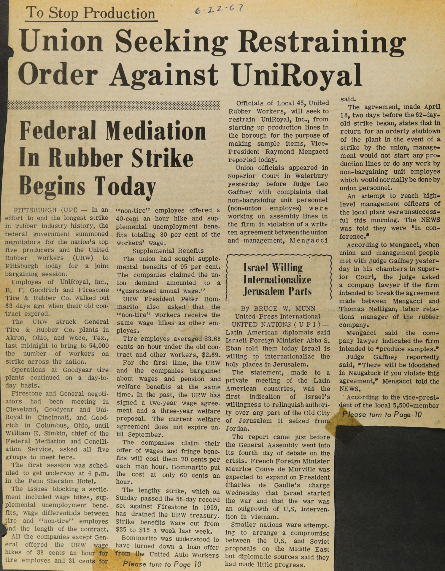 Union Seeking Restraining Order Against UniRoyal