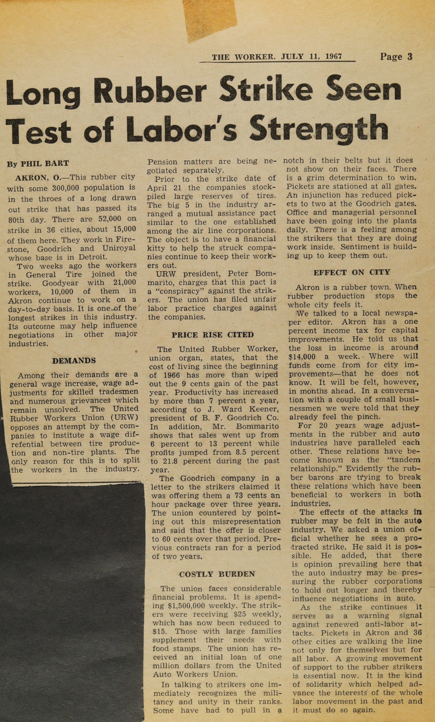 Long Rubber Strike Seen Test of Labor's Strength