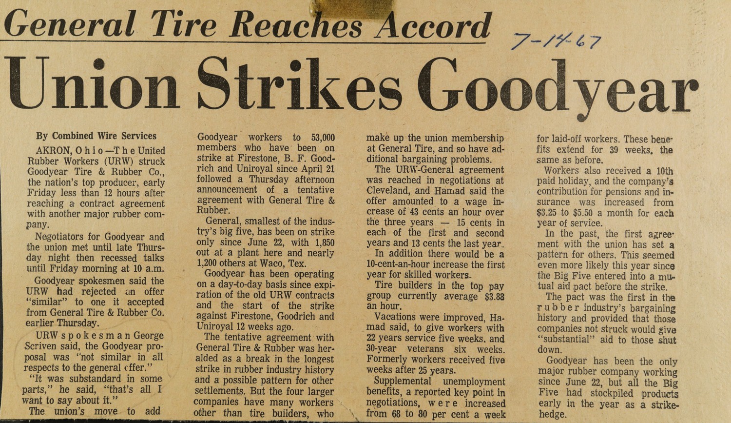 Union Strikes Goodyear