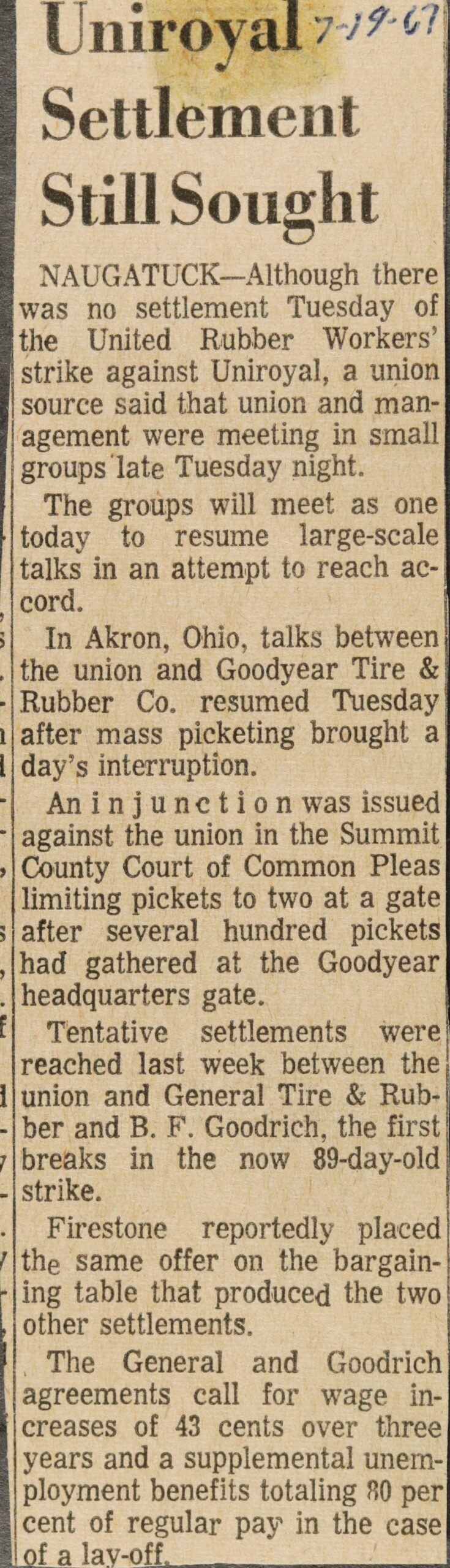 Uniroyal Settlement Still Sought