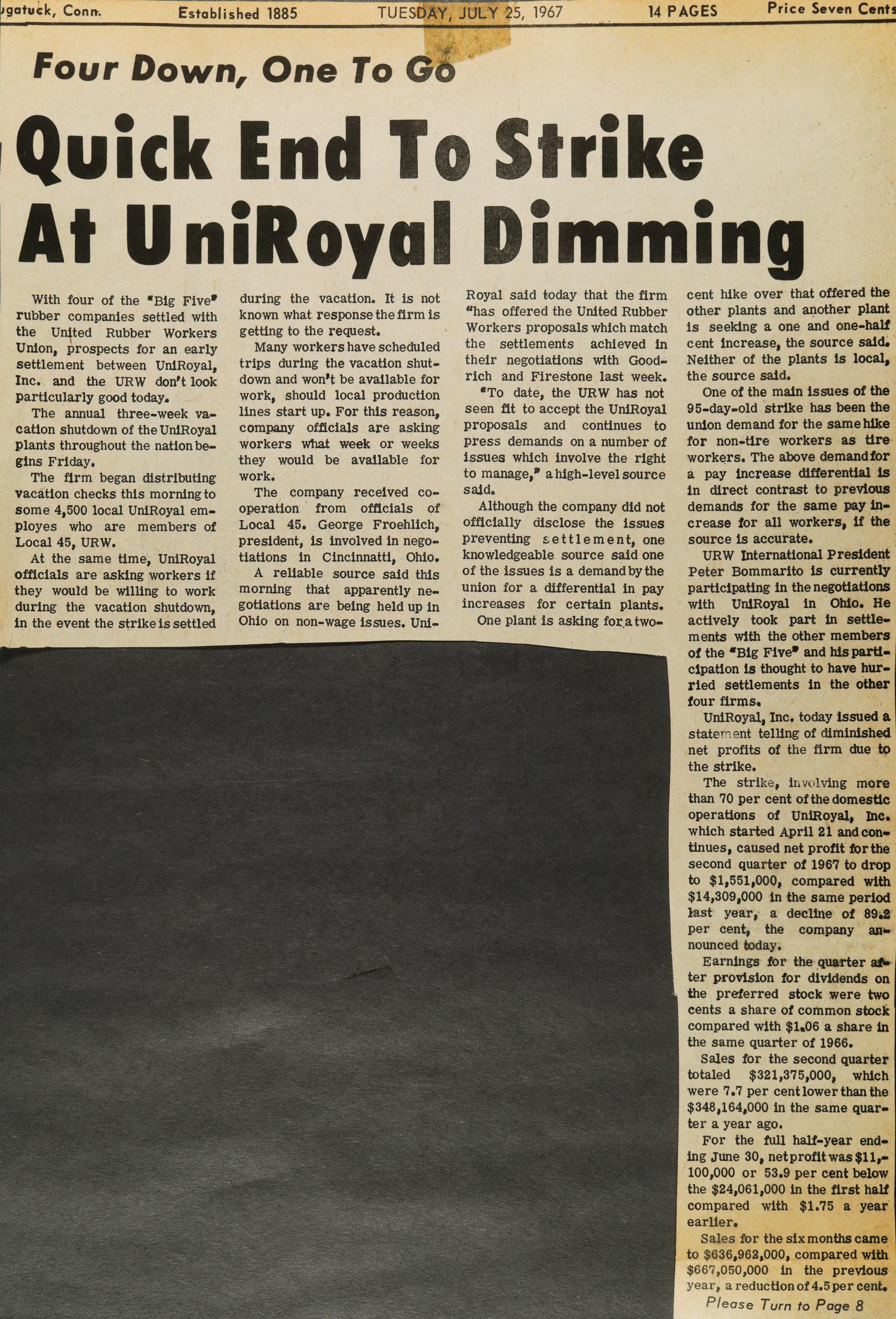 Quick End To Strike At UniRoyal Dimming