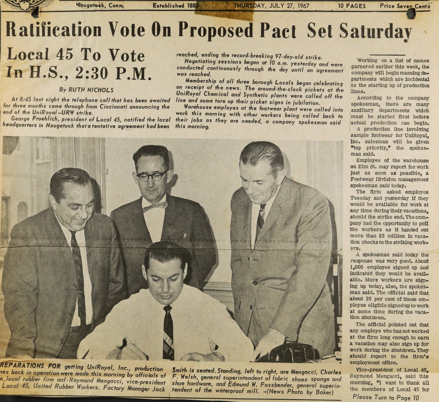 Ratification Vote On Proposed Pact Set Saturday