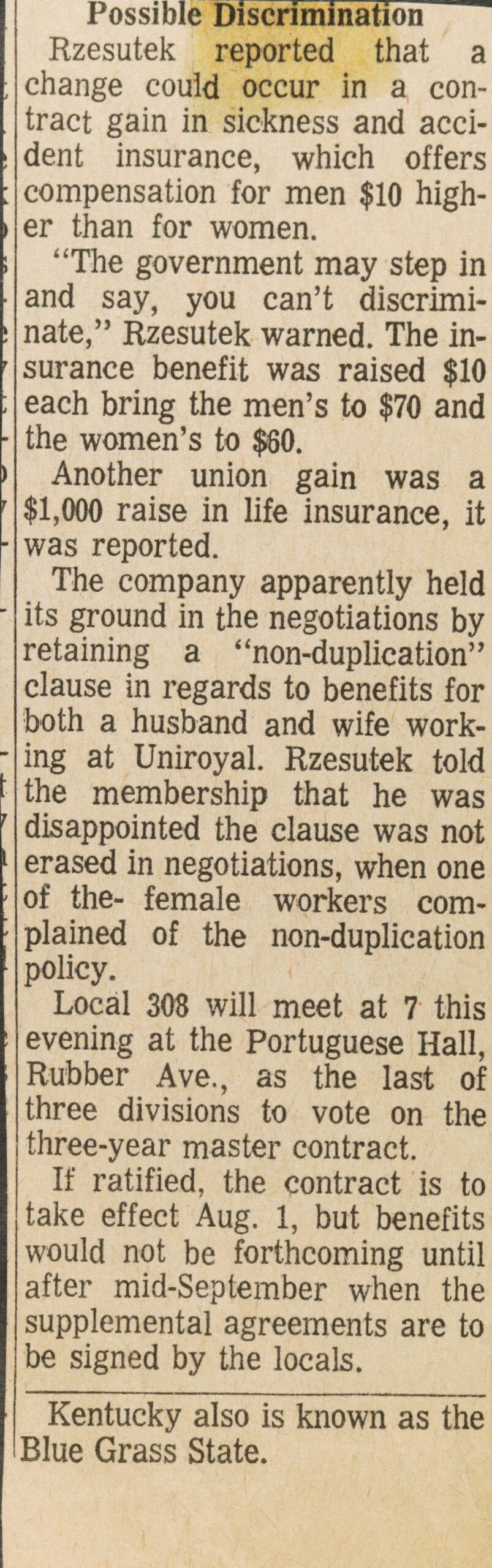 Possible Discrimination