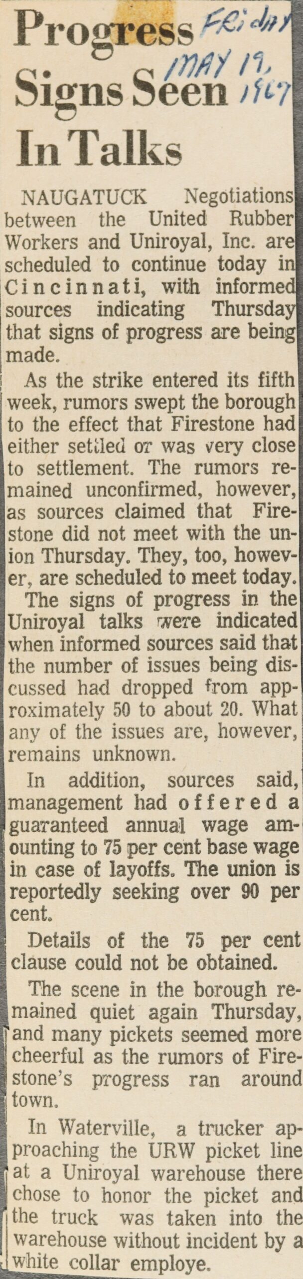 Progress Signs Seen In Talks