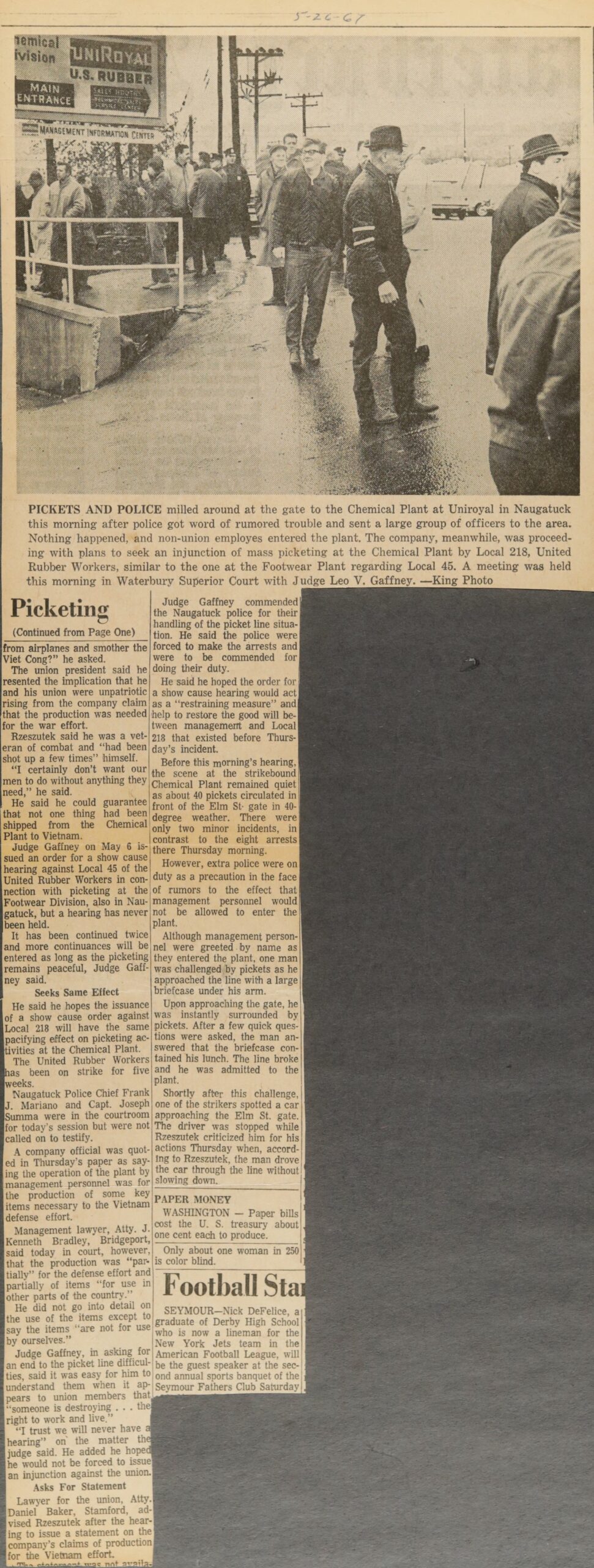 Pickets and Police Milled Around at the Gate to the Chemical Plant at Uniroyal in Naugatuck