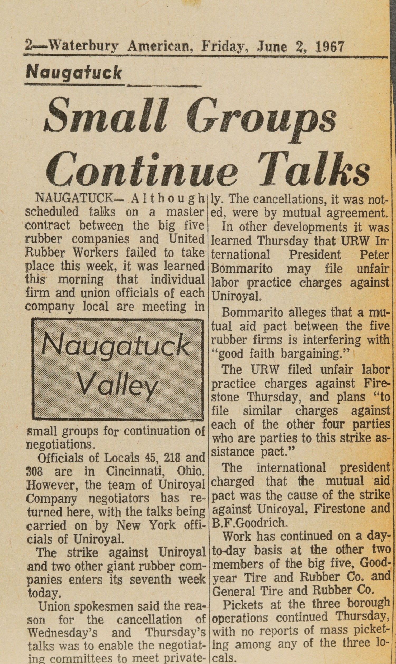 Small Groups Continue Talks