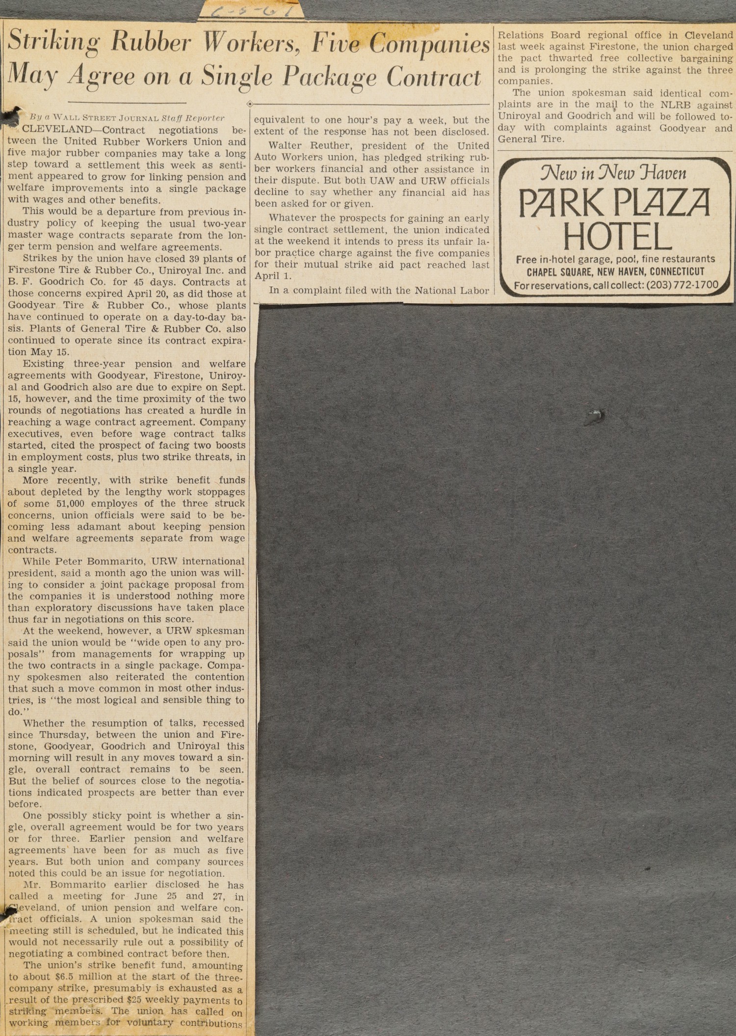 Striking Rubber Workers, Five Companies May Agree on a Single Package Contract