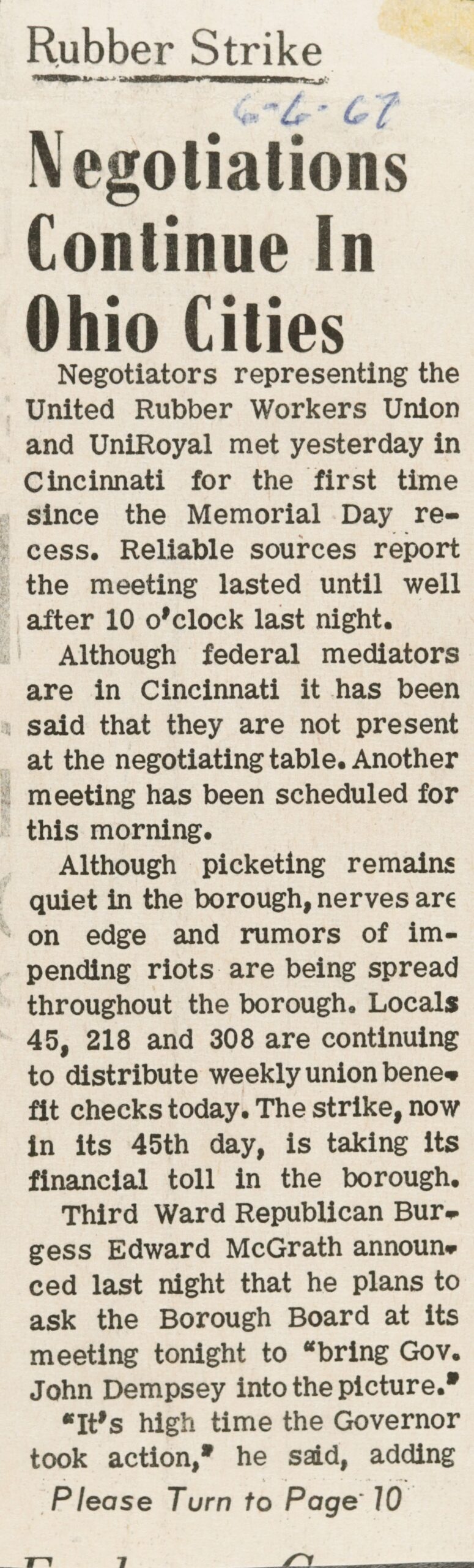 Rubber Strike Negotiations Continue In Ohio Cities