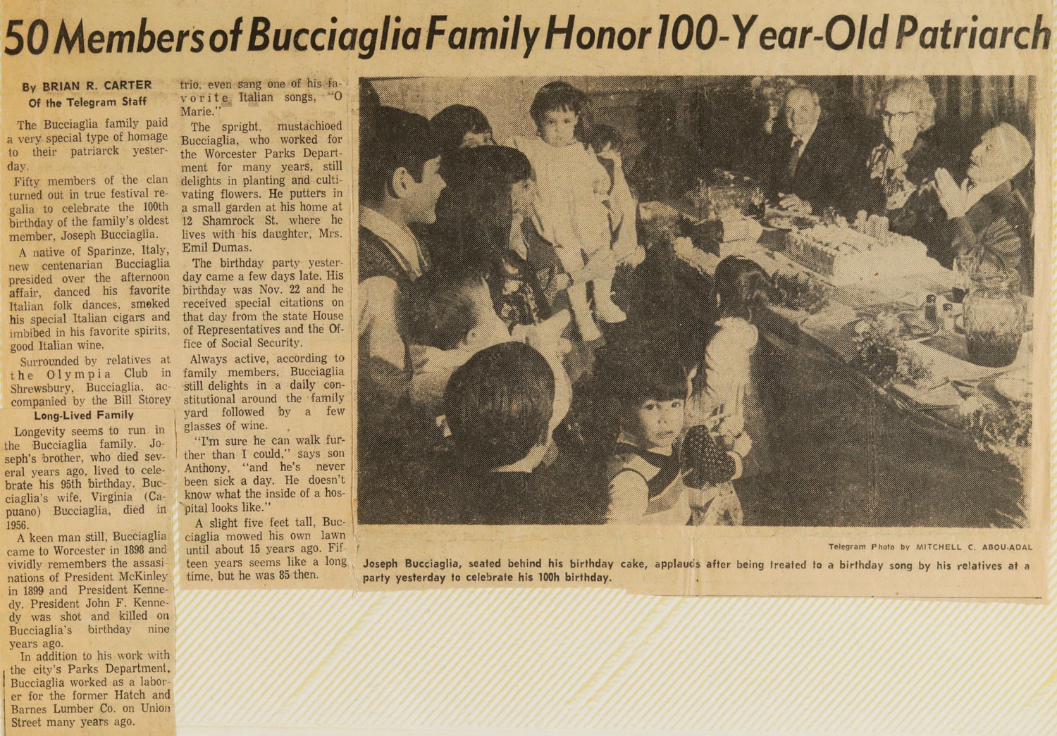 50 Members of Bucciaglìa Family Honor 100-Year-Old Patriarch