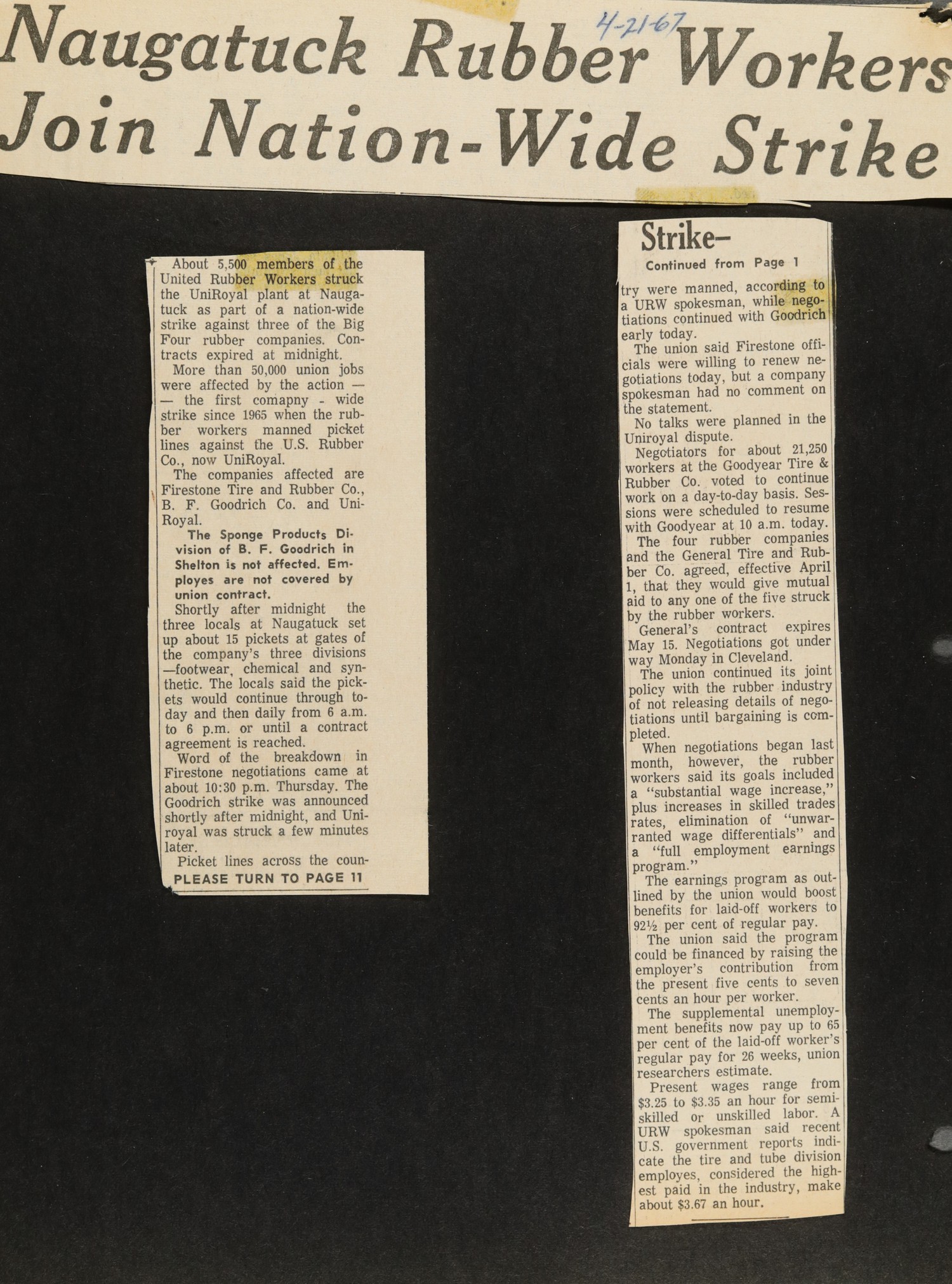 Naugatuck Rubber Workers Join Nation-Wide Strike