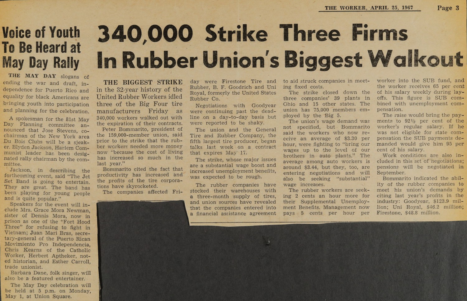 340,000 Strike Three Firms In Rubber Union's Biggest Walkout