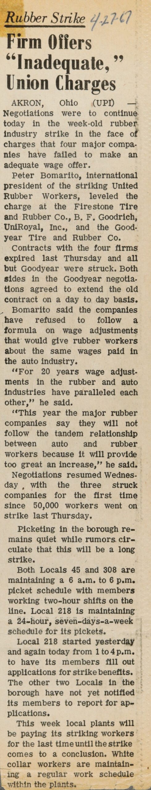 Firm Offers "Inadequate," Union Charges