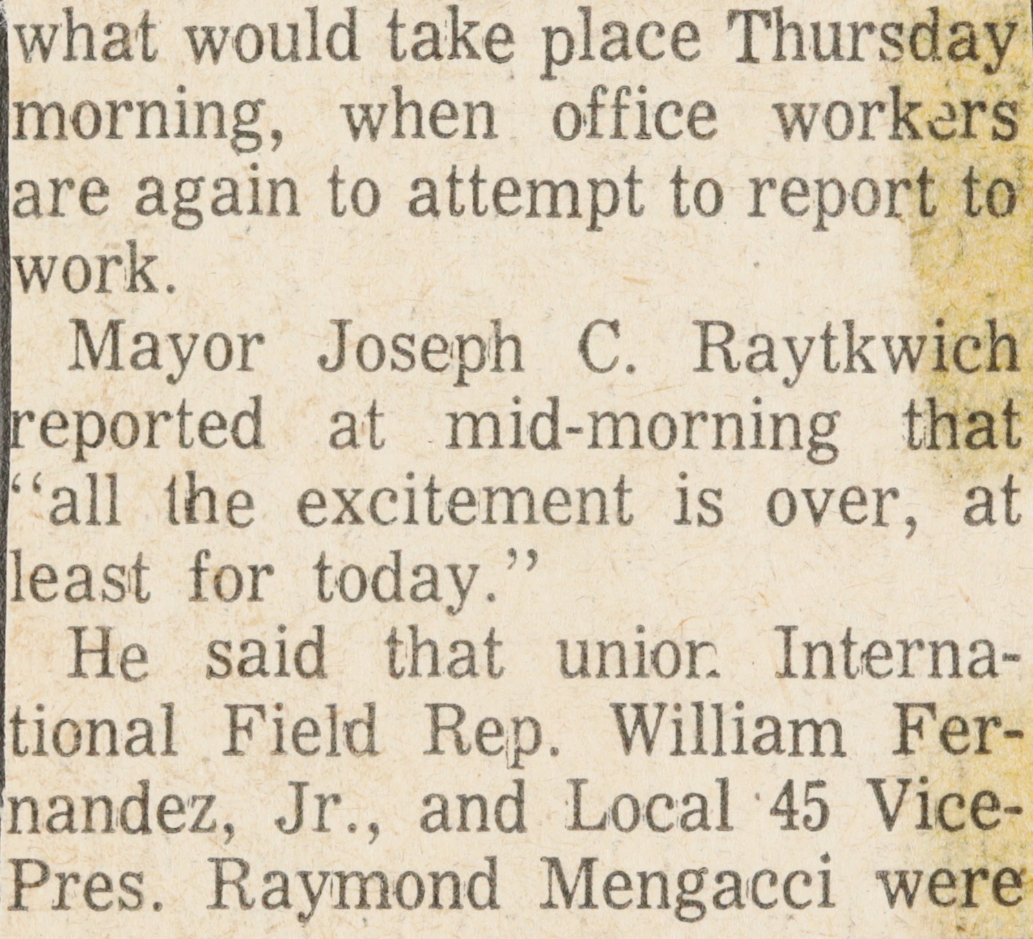 What would take place Thursday morning, when office workers are again to attempt to report to work.