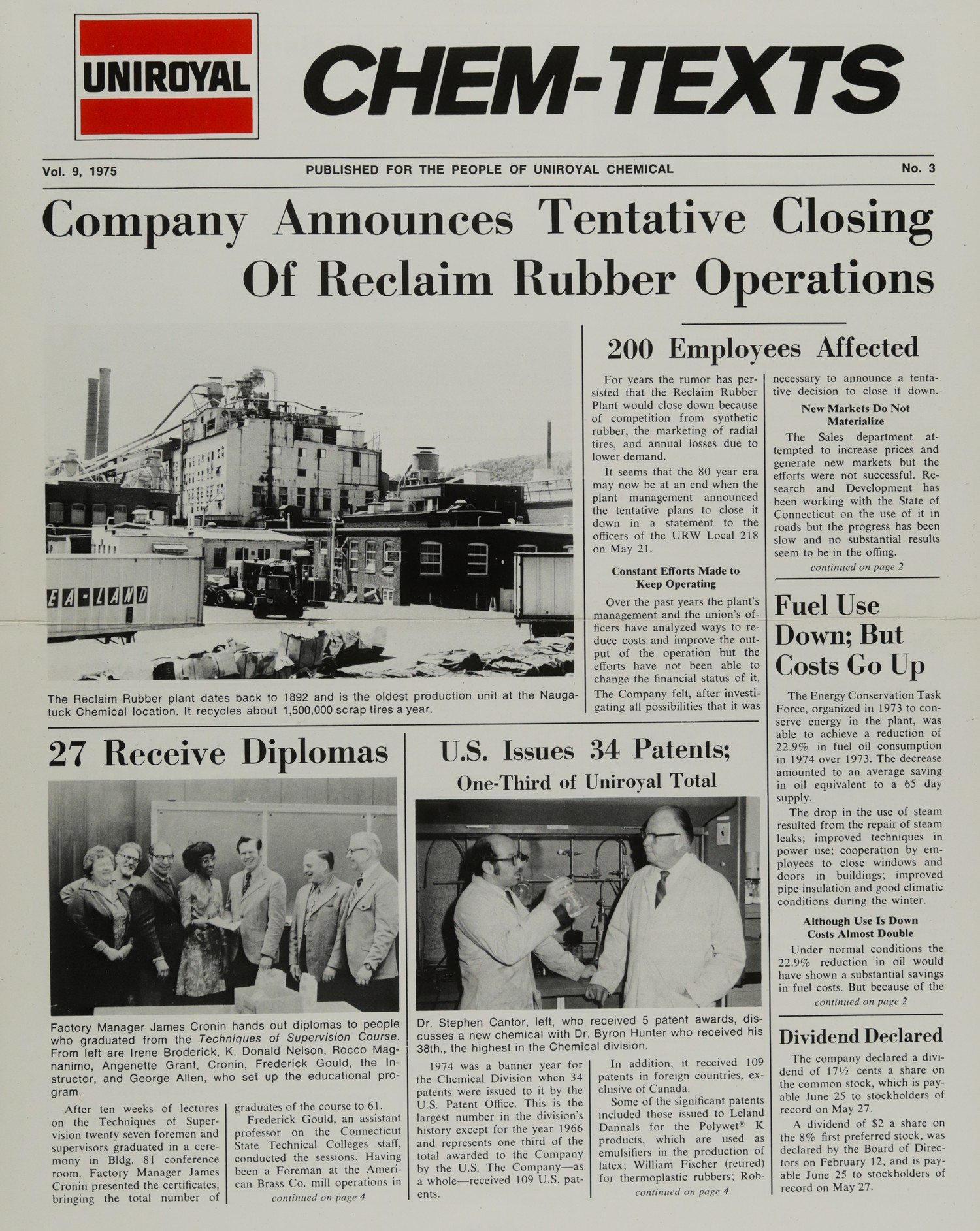 Company Announces Tentative Closing Of Reclaim Rubber Operations