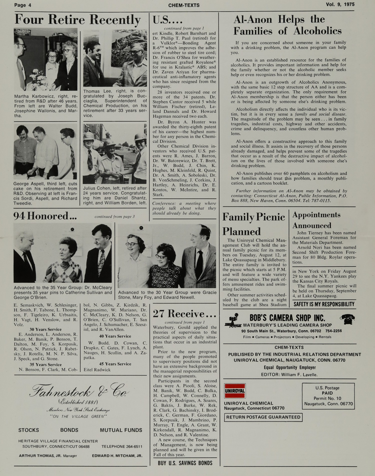 Four Retire Recently