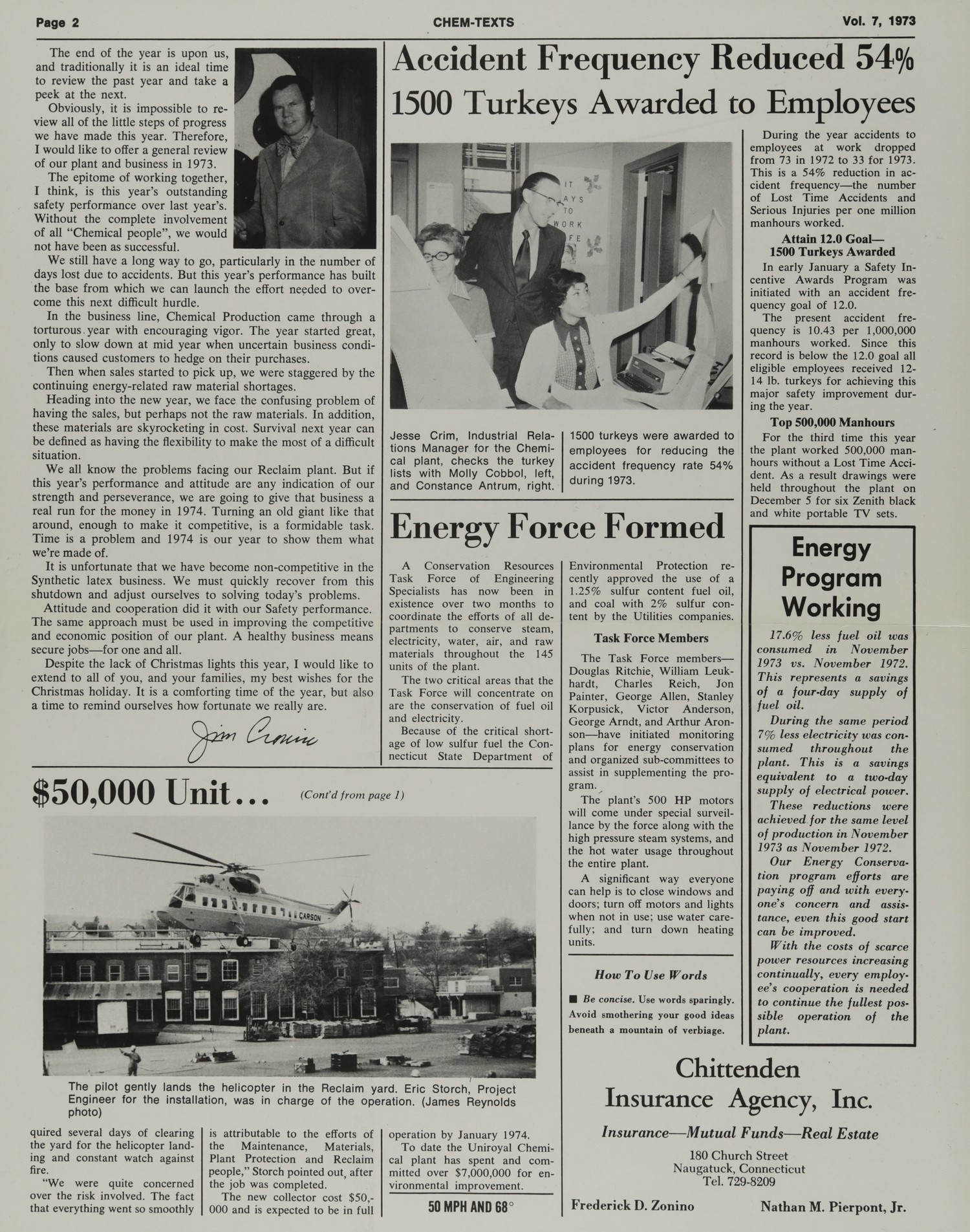 Accident Frequency Reduced 54% 1500 Turkevs Awarded to Employees