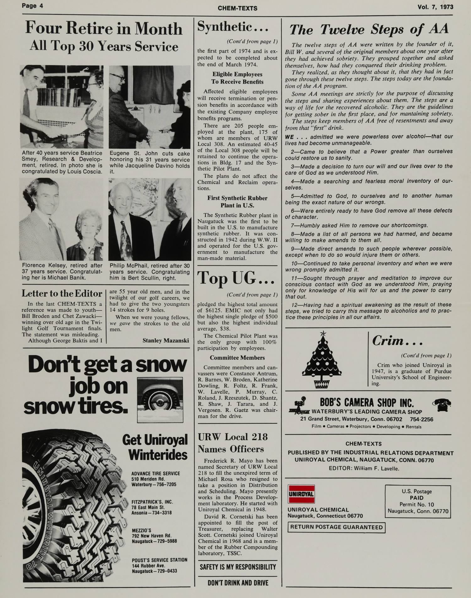 Four Retire in Month All Top 30 Years Service