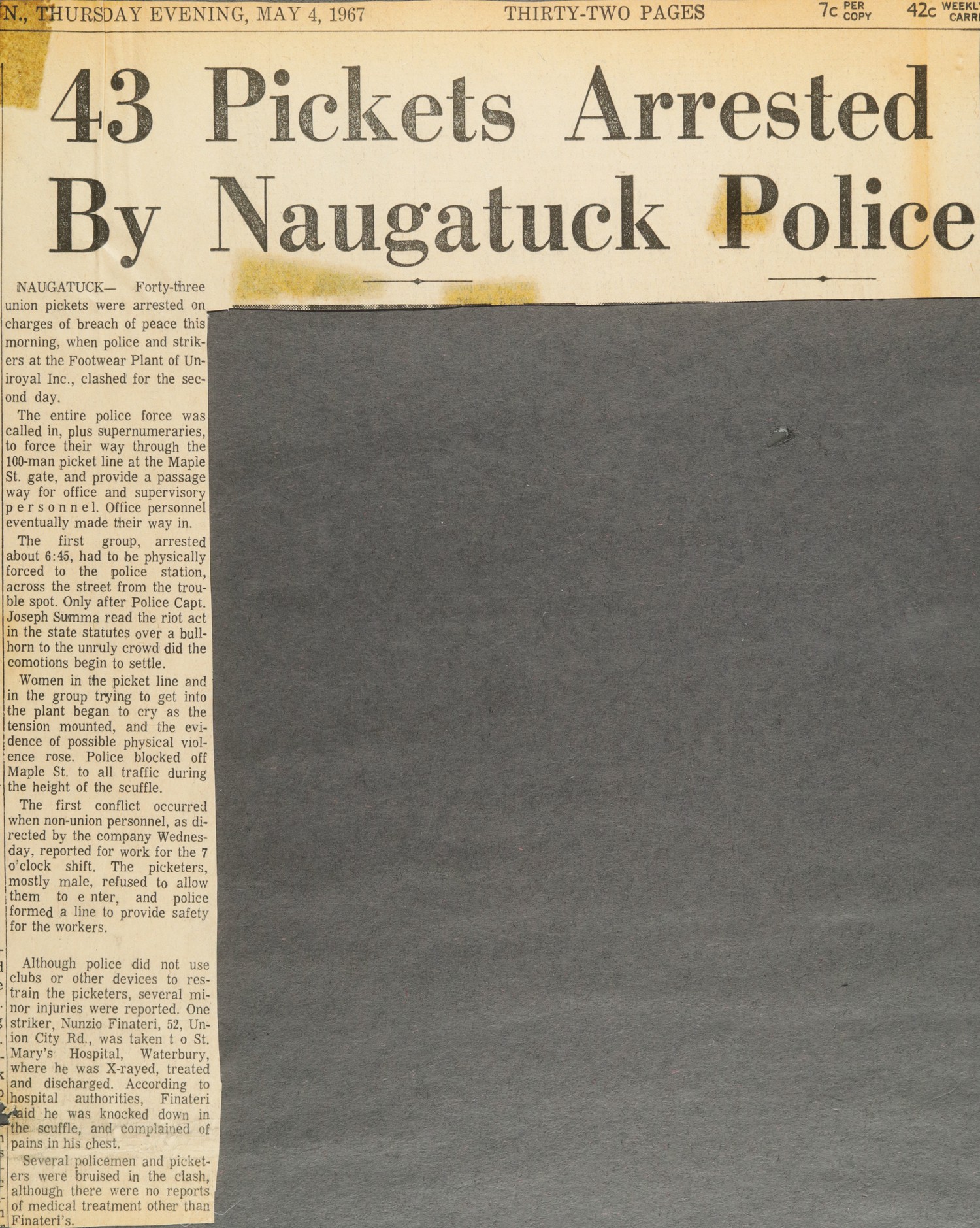 43 Pickets Arrested By Naugatuck Police