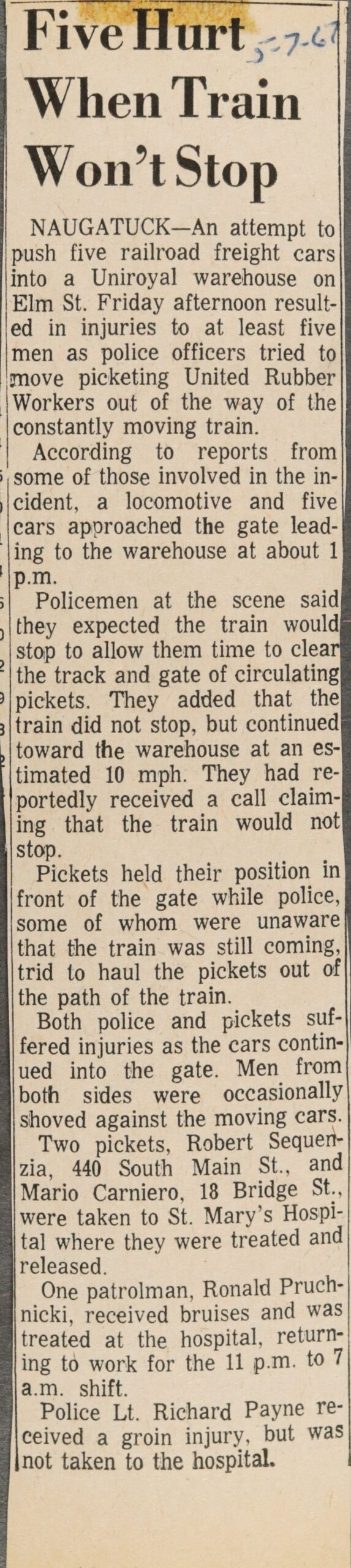 Five Hurt When Train Won't Stop