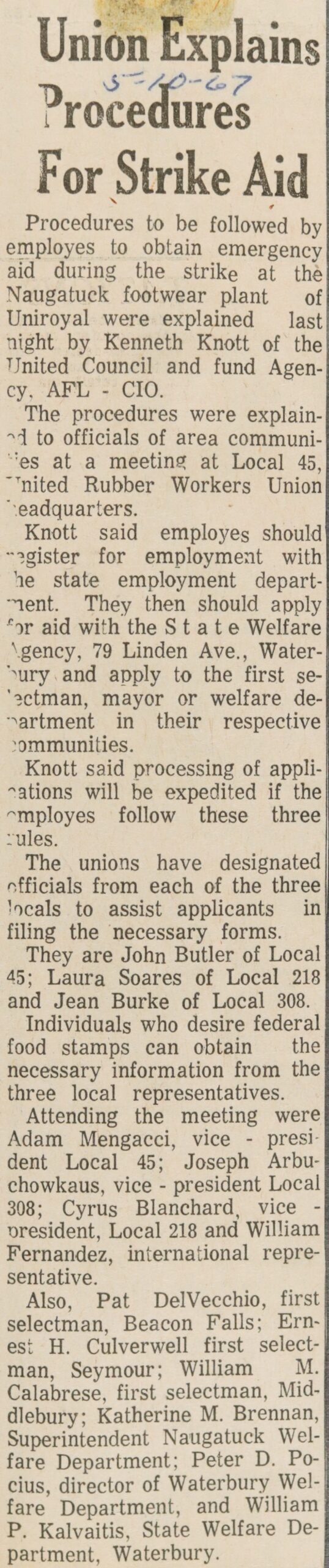 Union Explains Procedures For Strike Aid