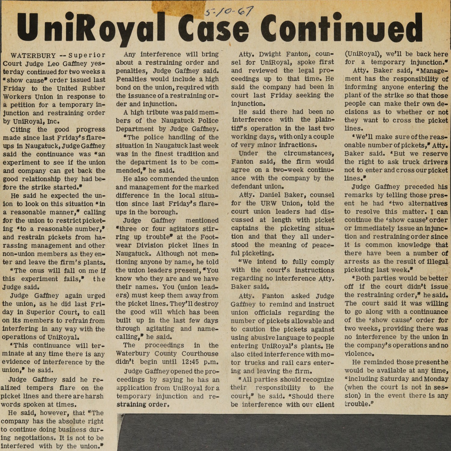 UniRoyal Case Continued