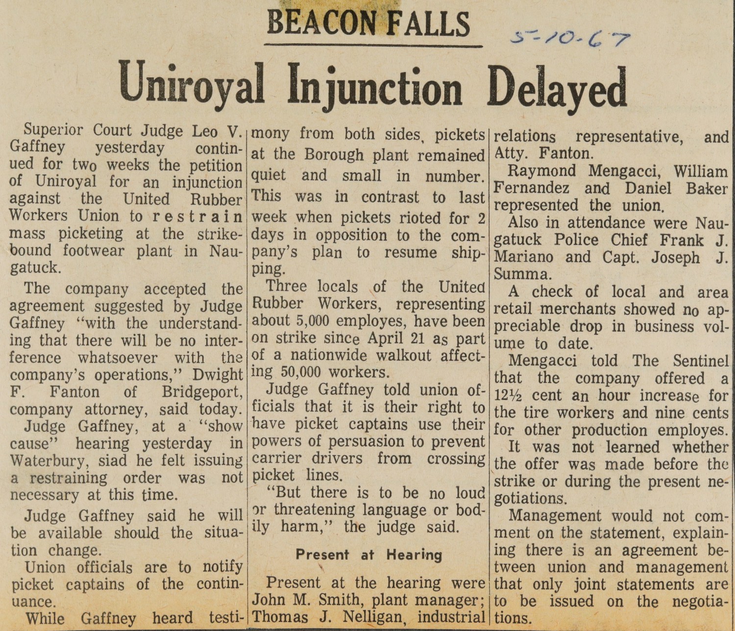 Uniroyal Injunction Delayed