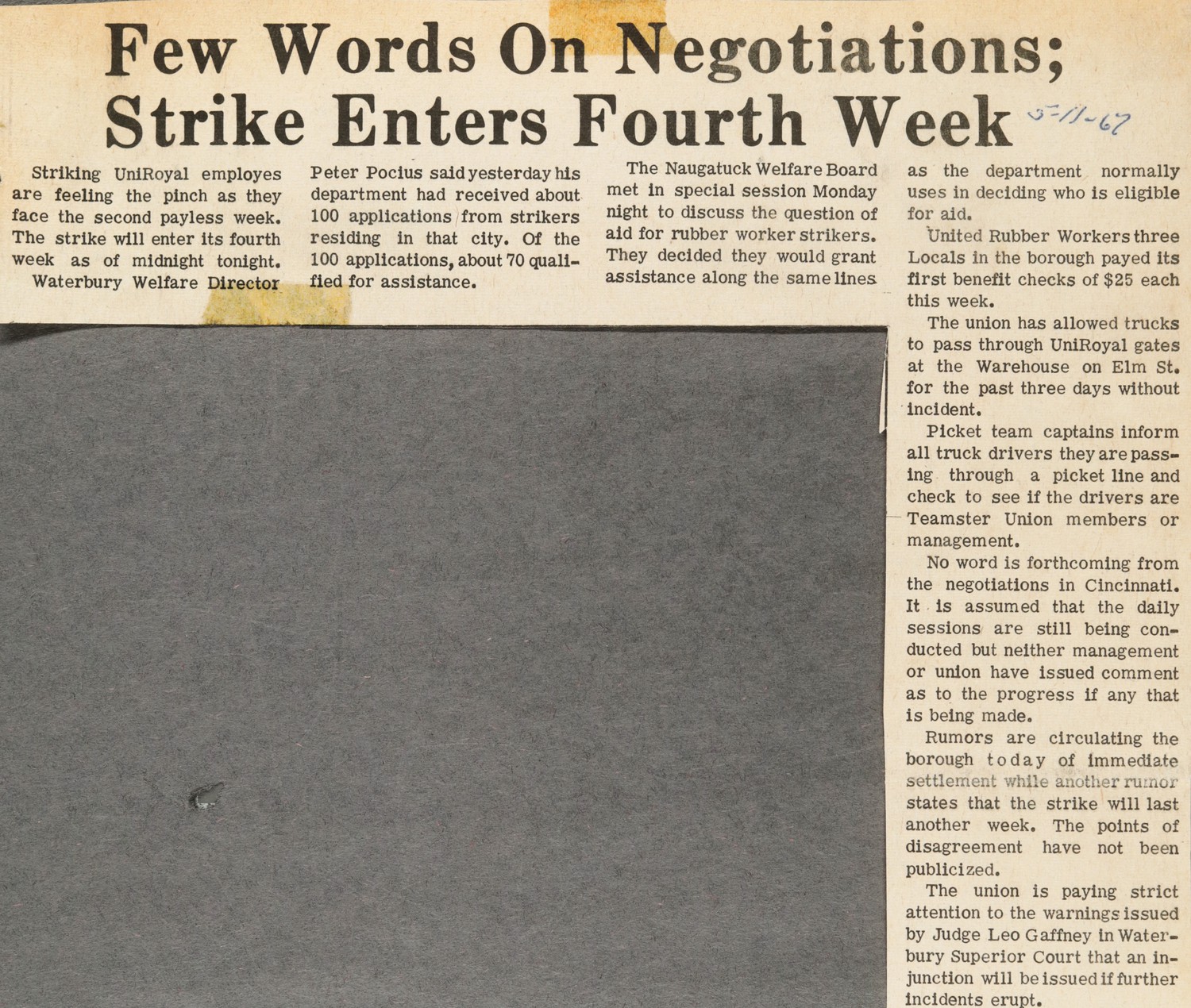 Few Words On Negotiations; Strike Enters Fourth Week